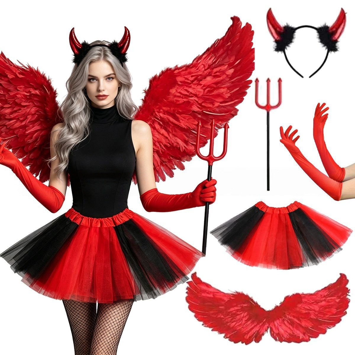 Women'S Red Accessories - Set di Accessori per Costume da